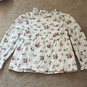 Janie and Jack Floral Ruffle Blouse - White and Red